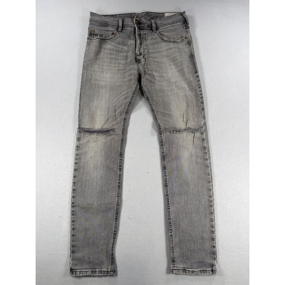 VTG Diesel Industry Mens Slim Tapered Distressed Gray Denim Jeans Size 31x28
